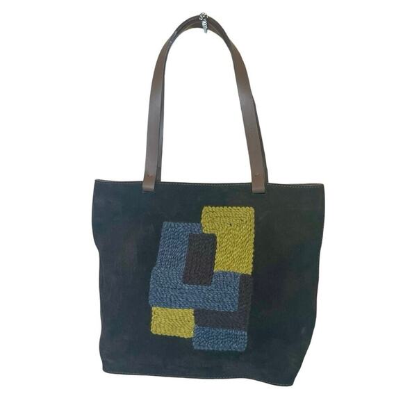 LAMARTHE PARIS TOTE SUEDE BROWN EMBROIDERED DETAILS MADE IN ITALY VERSATILE - Picture 2 of 16